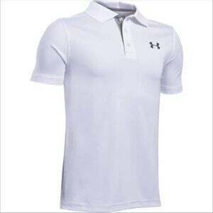 Boys White Under Armour Performance Polo (M)